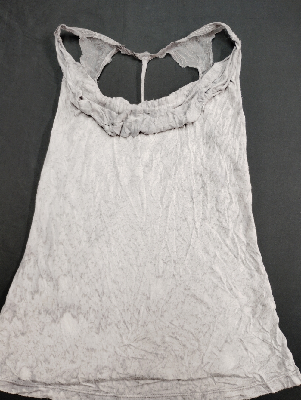 BKE Gimmicks  Light Gray Ribbed Sleeveless Tank With Butterfly Lace Tback